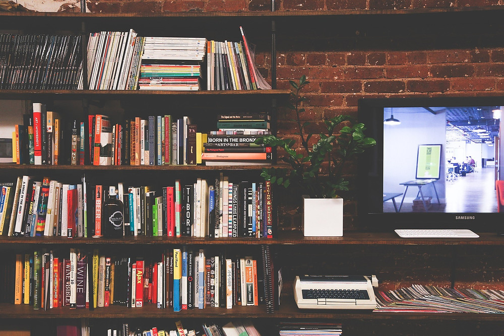 Library with brick wall