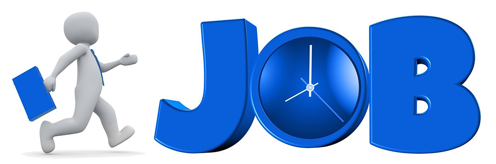 Graphic Man With Briefcase Next to Word Job