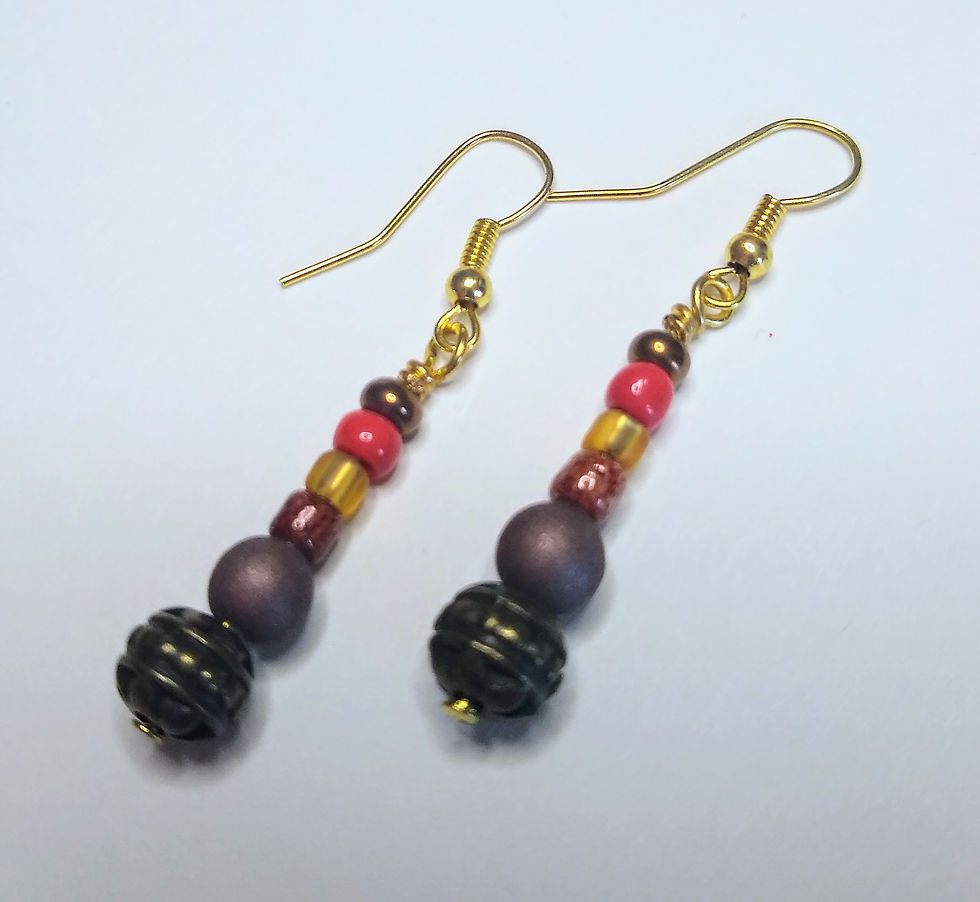 Thumbnail: Cinnamon Swirl Cosmic Spiral Pendant 2 Beaded Necklace + Earrings Gift Boxed Set