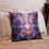 Thumbnail: 22x22 Soul Family Pillow, purple with metaphysical sacred geometry design , golden energy, white light., on a bed.