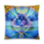 Heart of Hearts Pillow Cover and Insert, blue layered and repeating heart design in blues on golds, designer pillow. Large si
