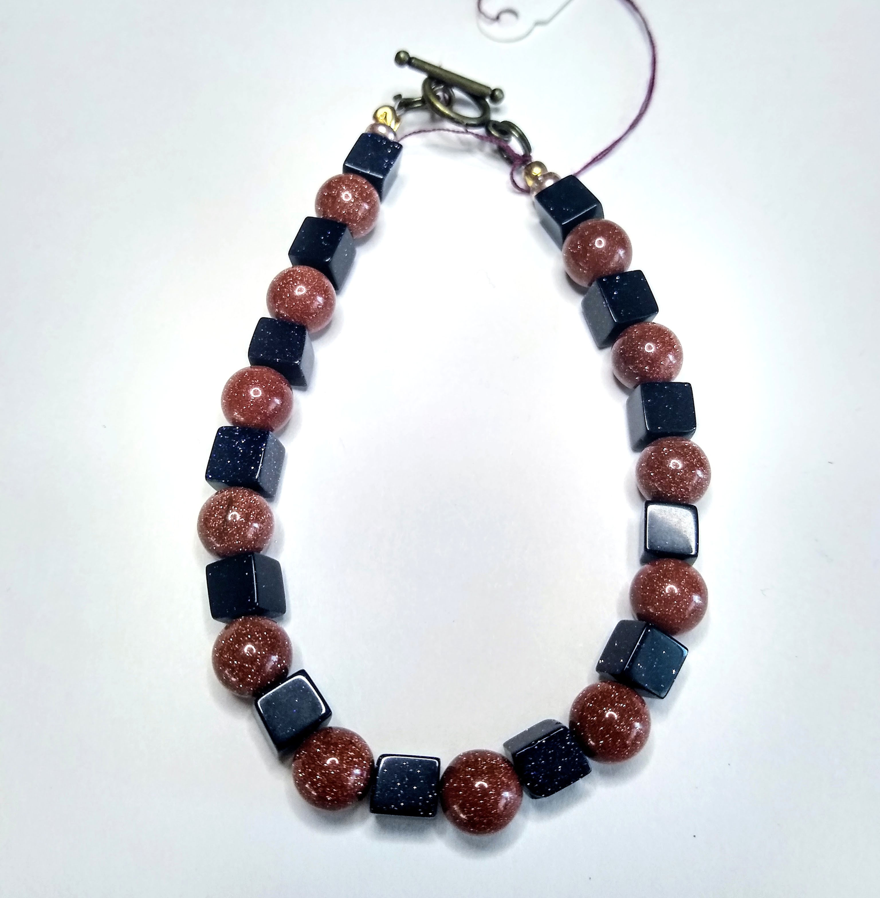 Black + Brown Goldstone Beaded Bracelet