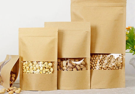 50Pcs-Lot-16-26cm-Retro-Stand-Up-Kraft-Paper-Bag-Zipper-Doypack-Craft-Storage-Pouch-Window