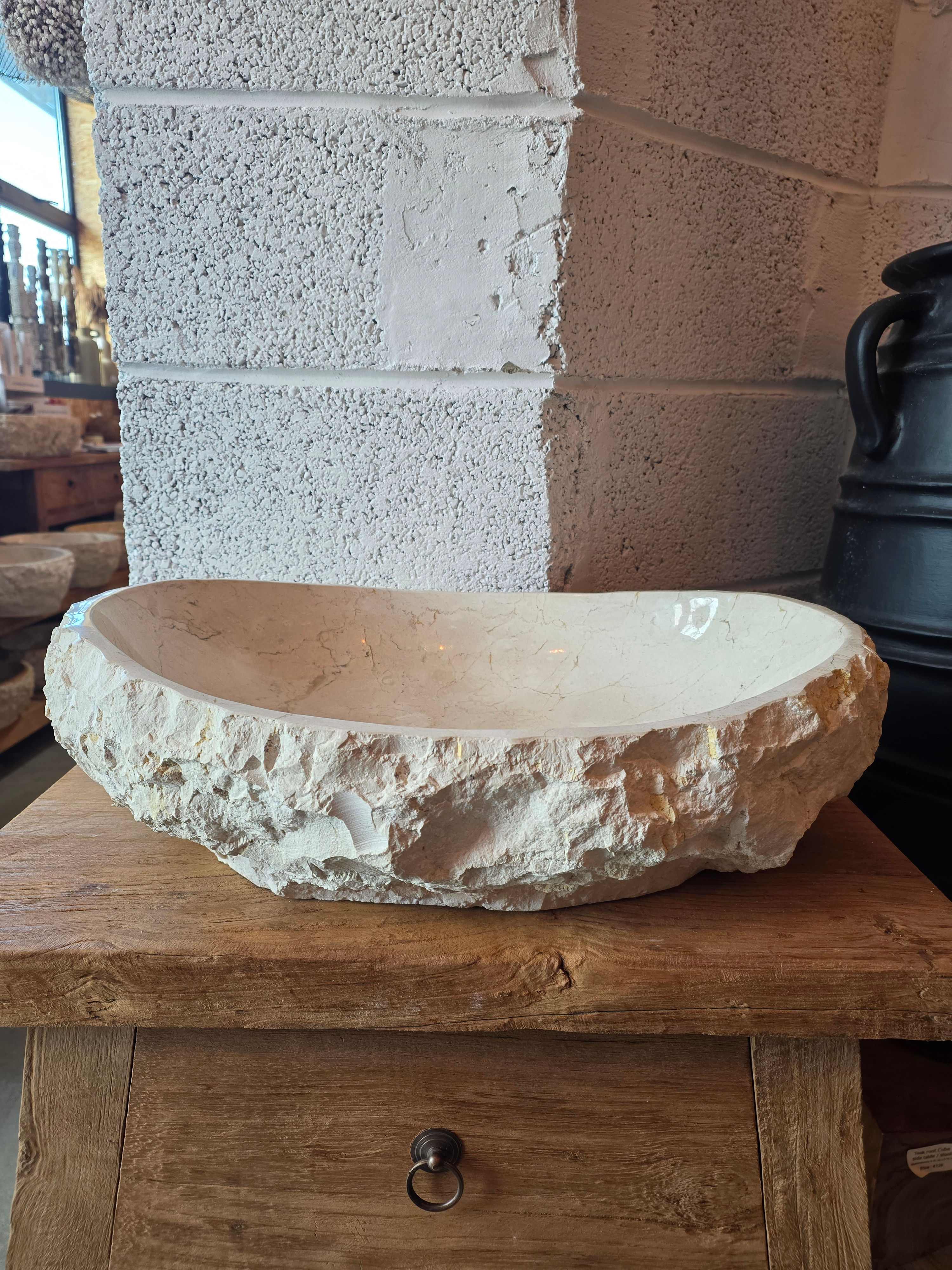 Marble stone sink marble washbasin SPA like bathroom interior Ireland 7th element Bali style Wabi Sabi