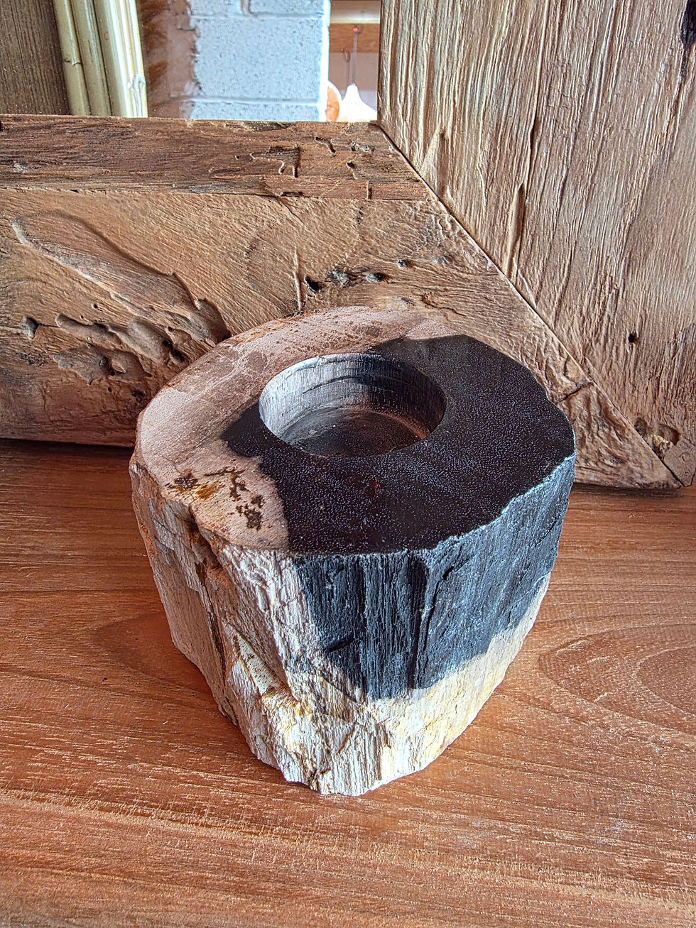 Petrified wood stone candle holders, Bali decor items, in Ireland by 7th element