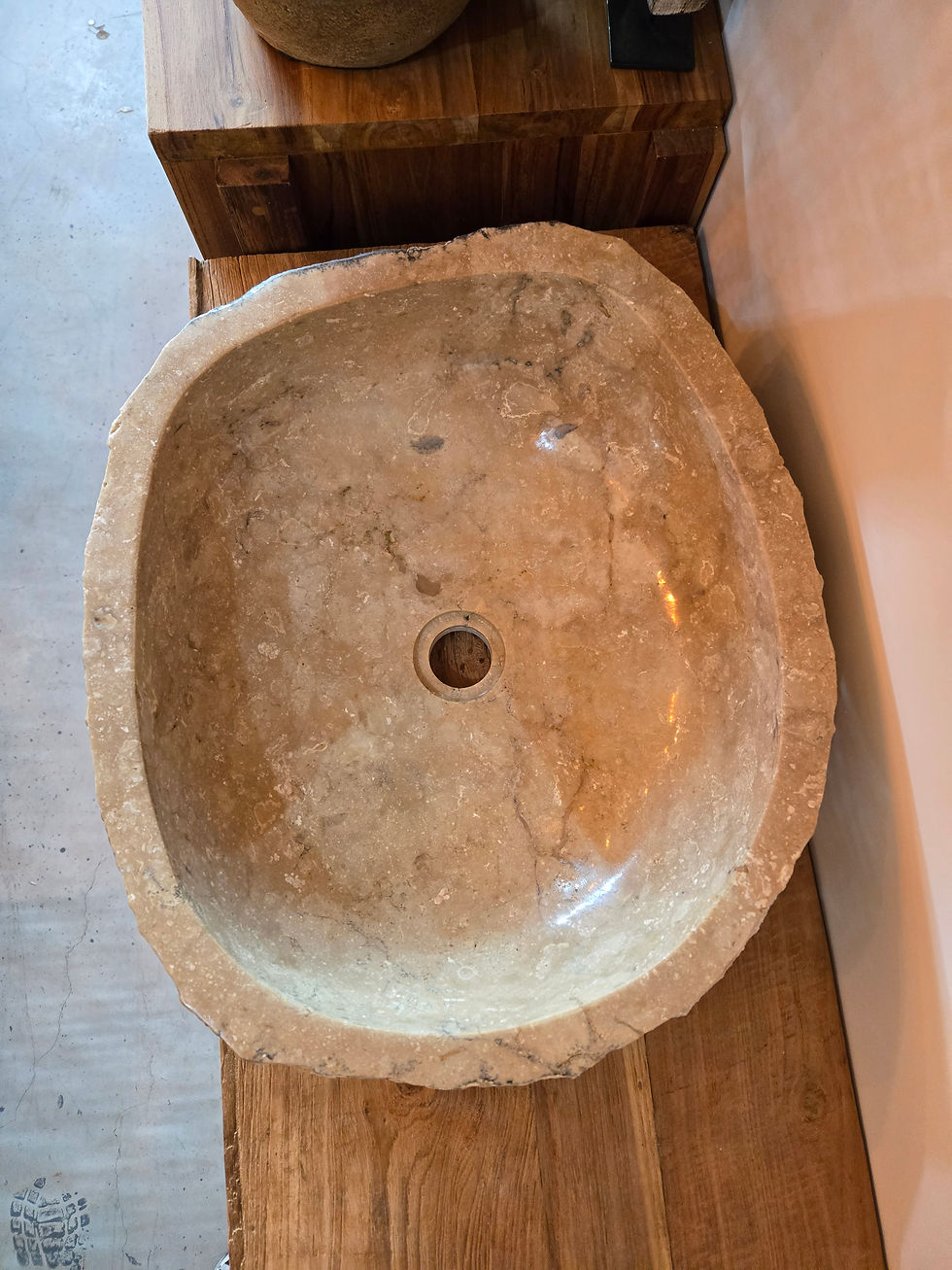 Thumbnail: Grey Cream Marble Polished Sink MB0115