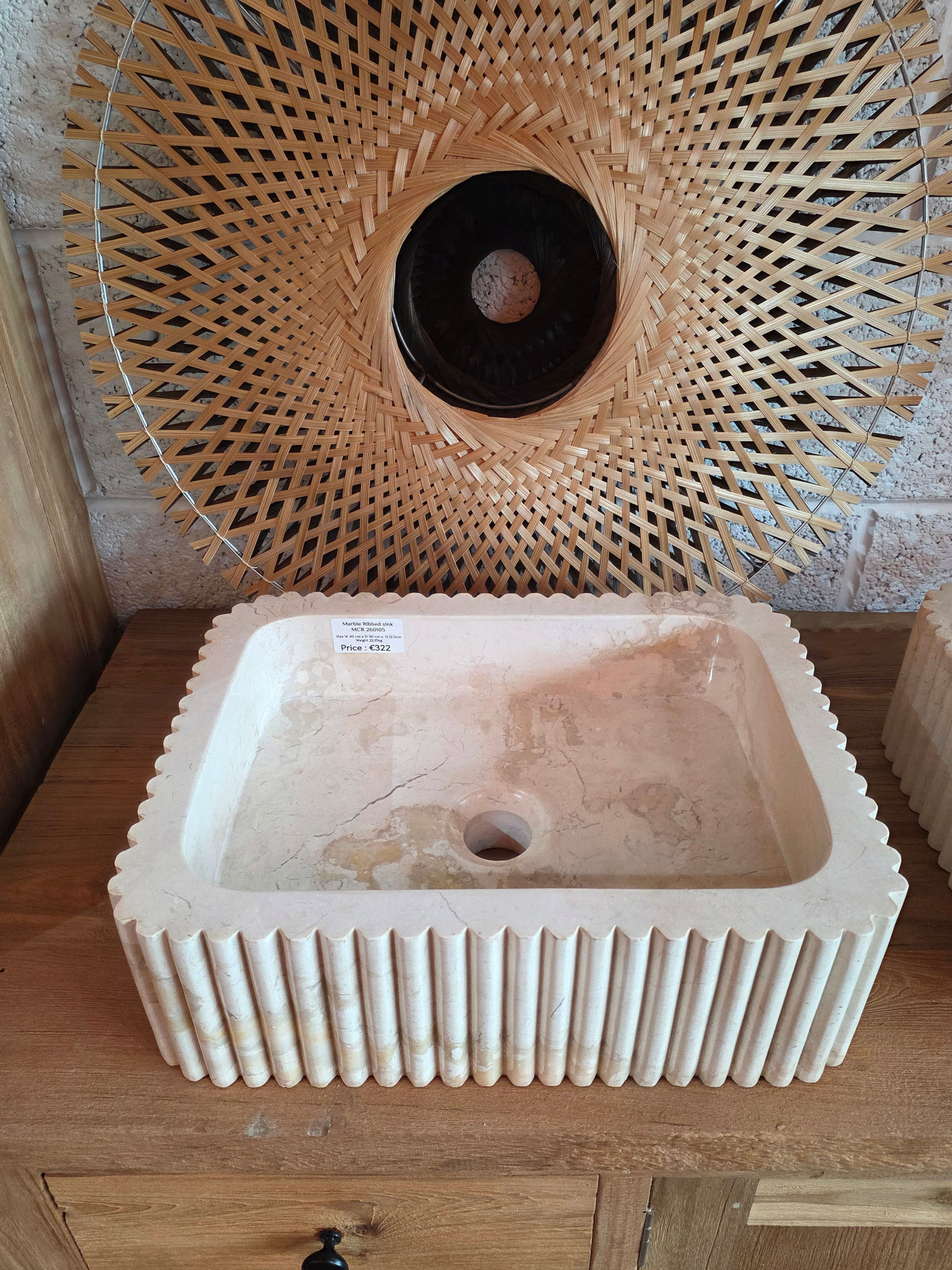 Vayana Ribbed Marble Sink MCR 260105