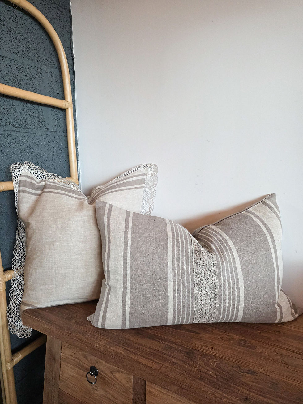 Thumbnail: Natural Linen with linen lace Décor Cushion 7th Element Living Irish interior trends Natural Linen Farmhouse vibe Baltic line