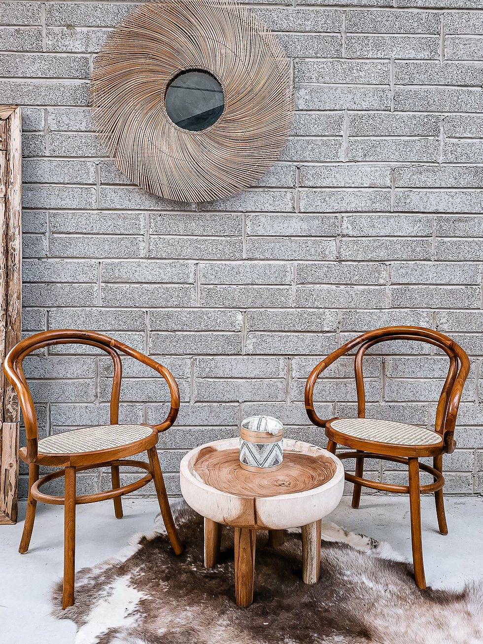 Thumbnail: Natural Rattan spiral mirror Ireland by 7th element wall decor