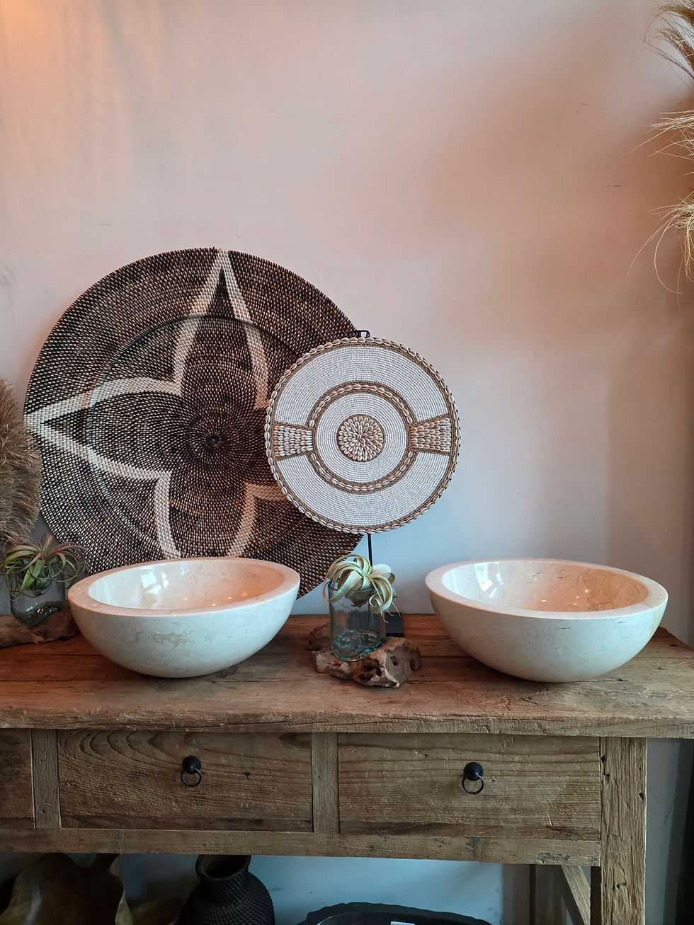 Thumbnail: Hand Carved Polished Cream Marble Stone Vessel Sink / washbasin by 7th Element Ireland