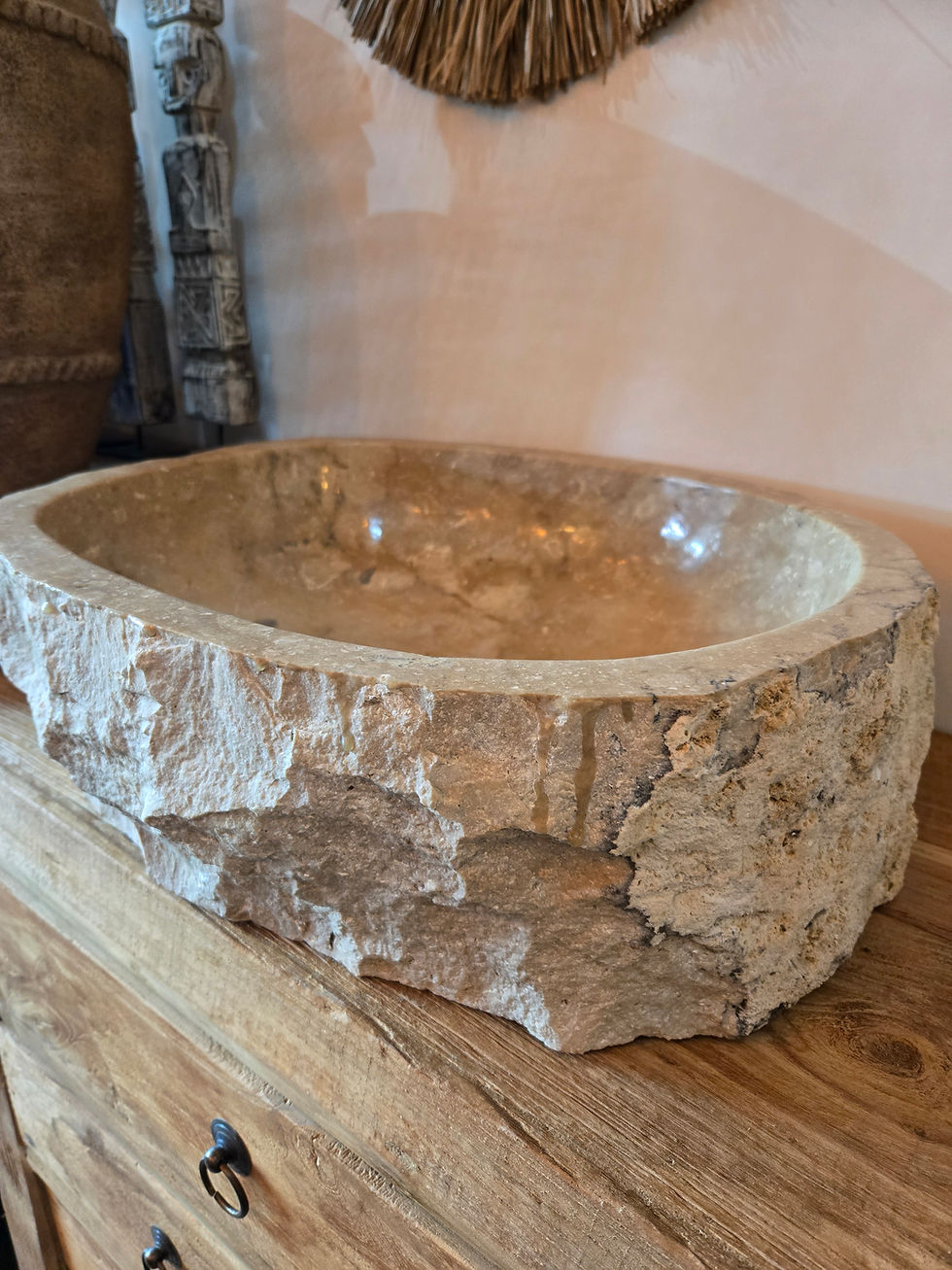 Thumbnail: Grey Cream Marble Polished Sink MB0115