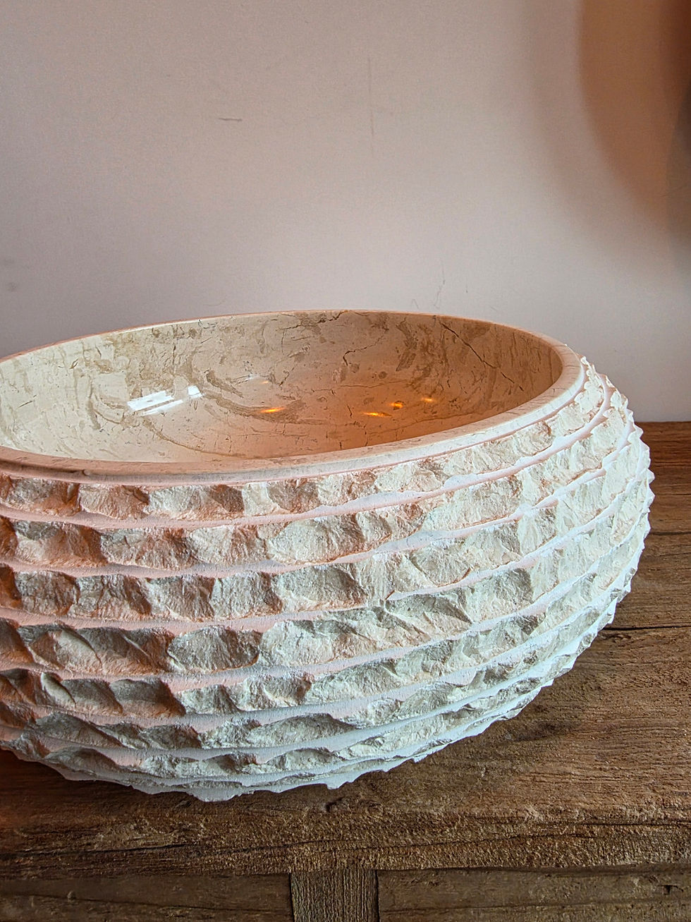 Thumbnail: Cream Marble stone sink in Ireland by 7th Element wabi sabi style bathroom sink