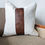 Thumbnail: White boucle and Brown Eco leather stripe cushion cover
