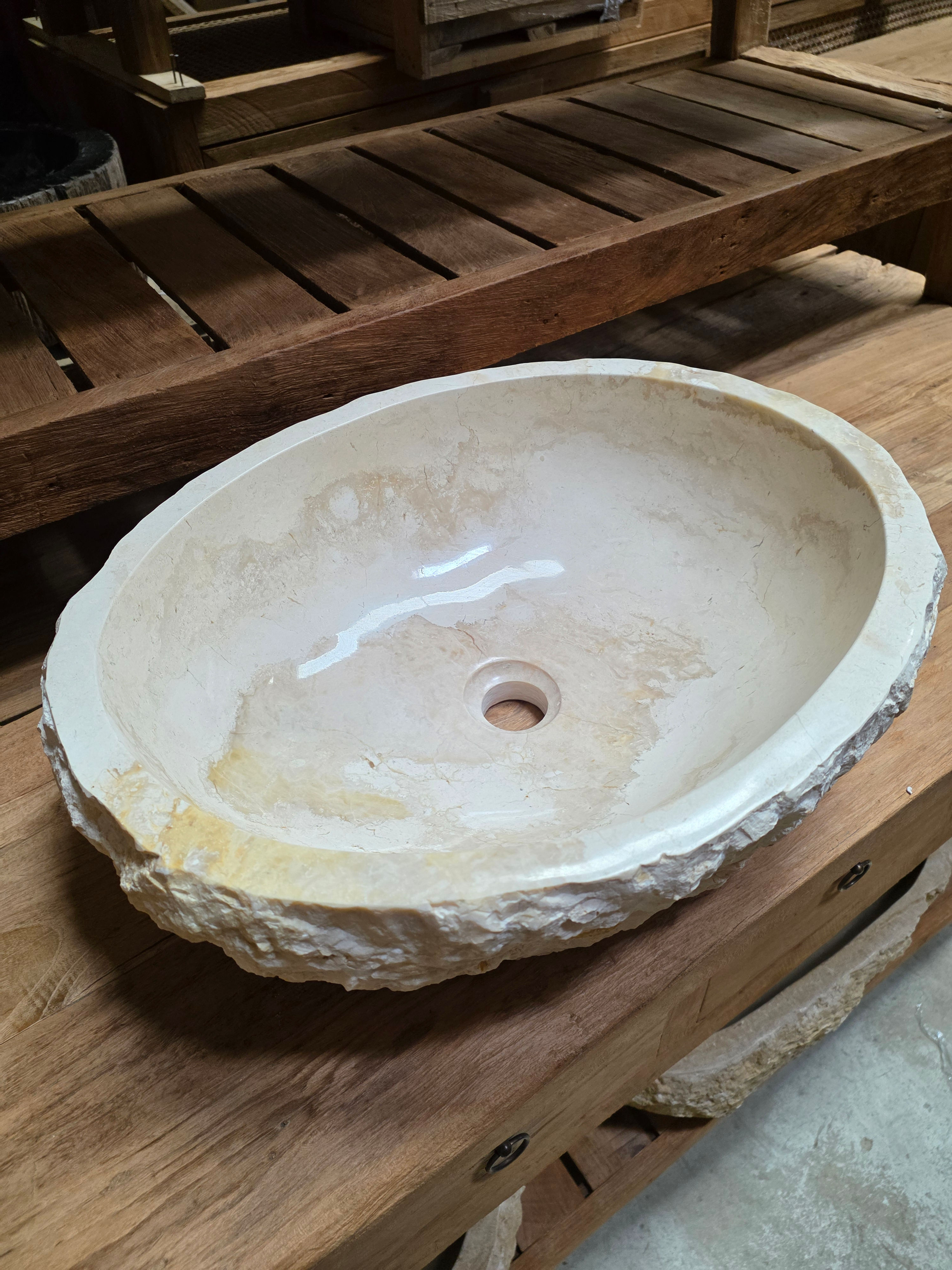 Large Cream Marble Erosi Polished Sink MEC 260103