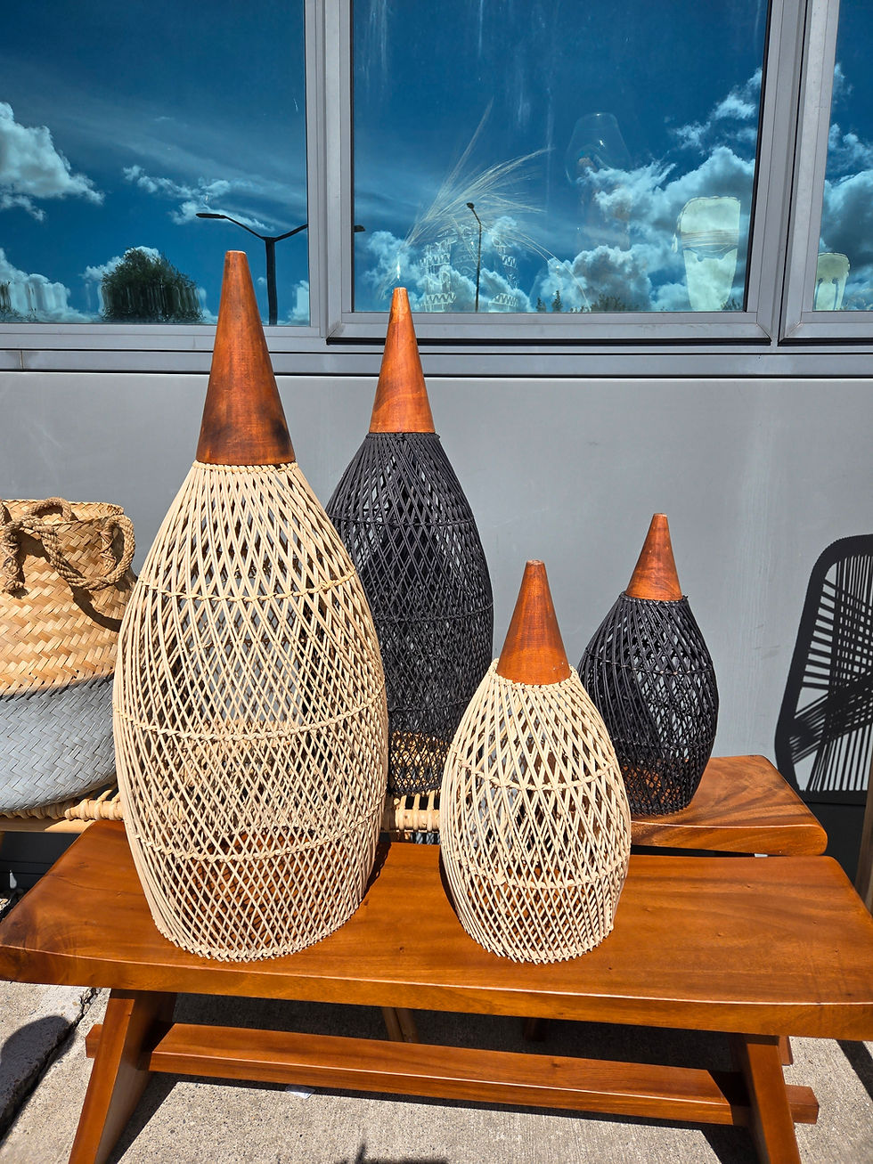 Thumbnail: Charcoal Long Banjo Rattan lampshade