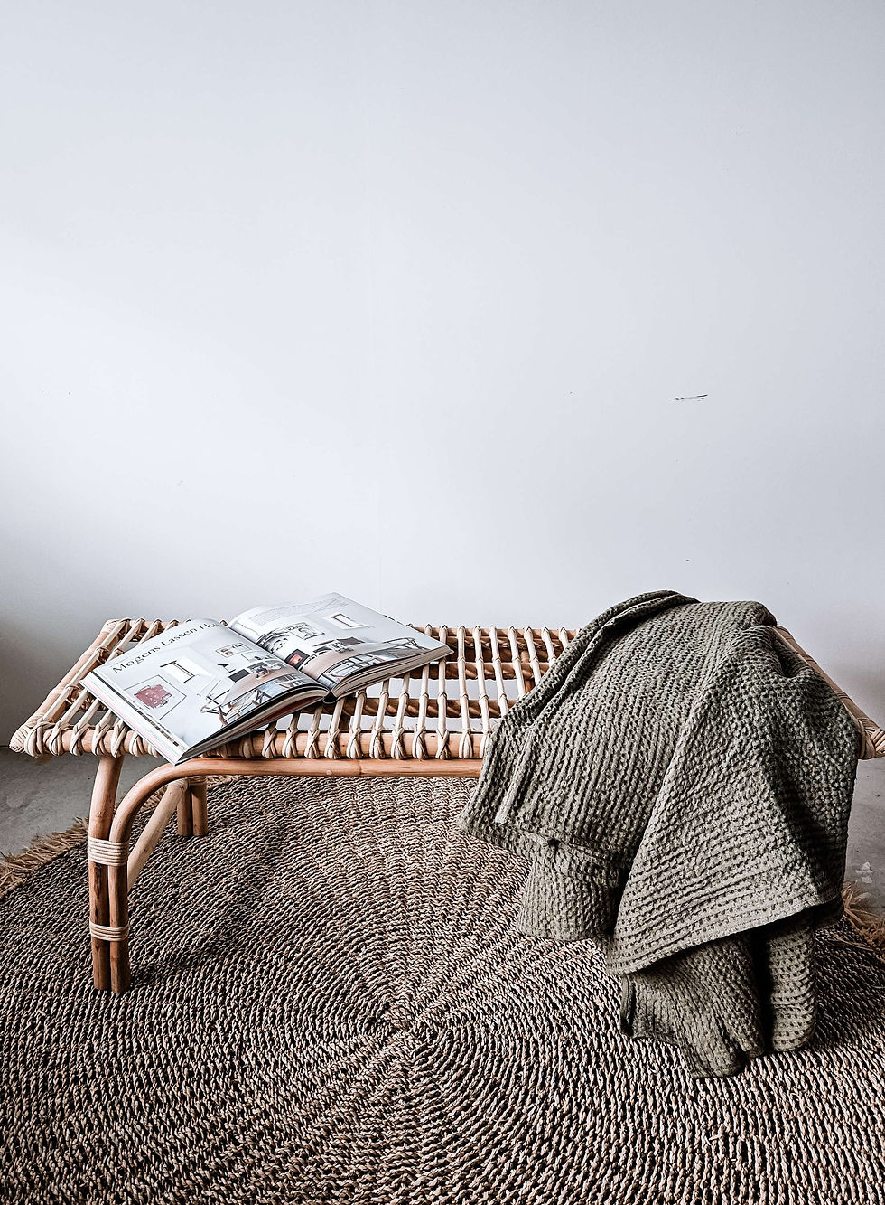 Thumbnail: Waffle Linen Olive green Throw  X Large 