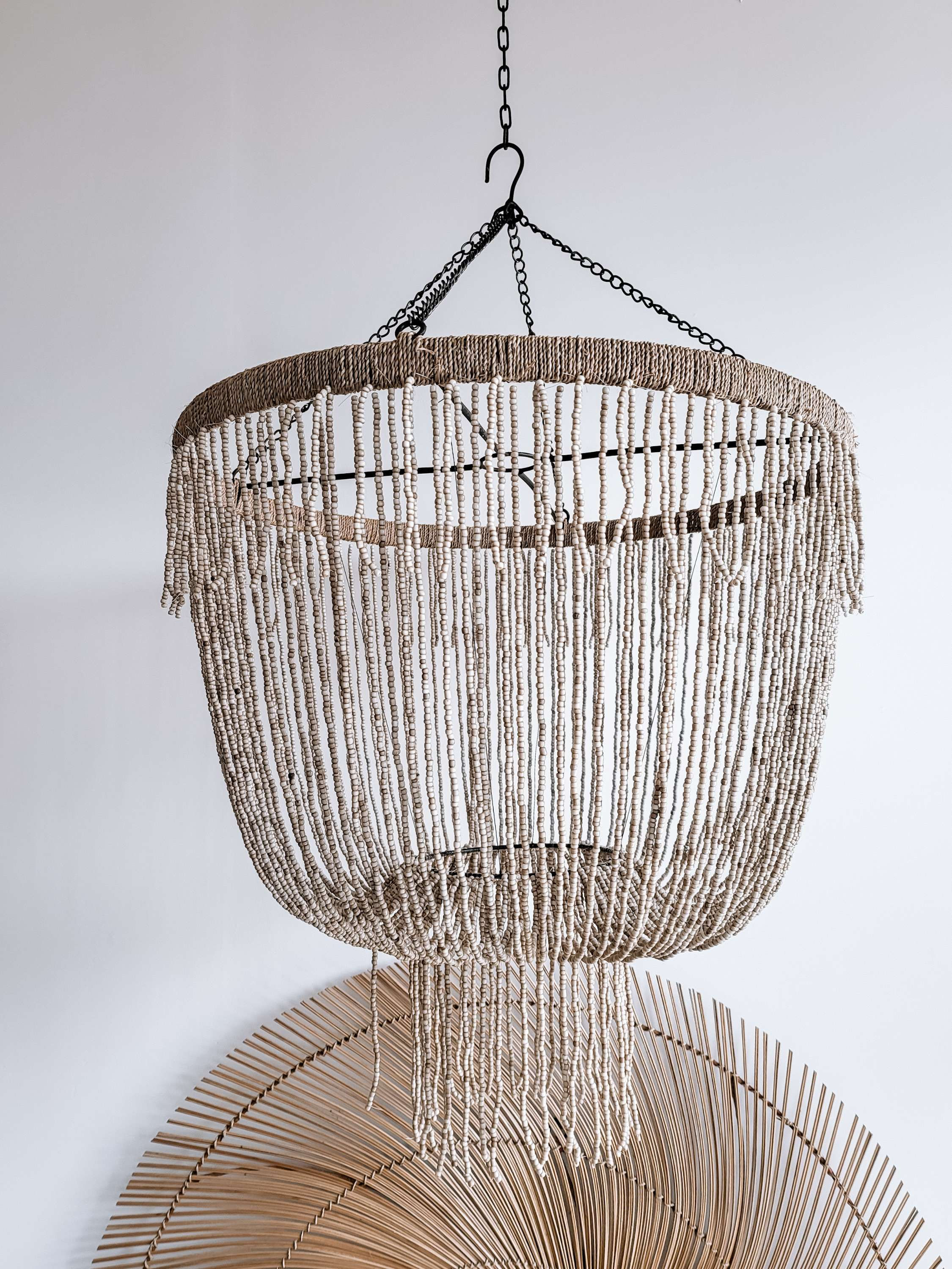 Bruno beaded chandelier with jute element 