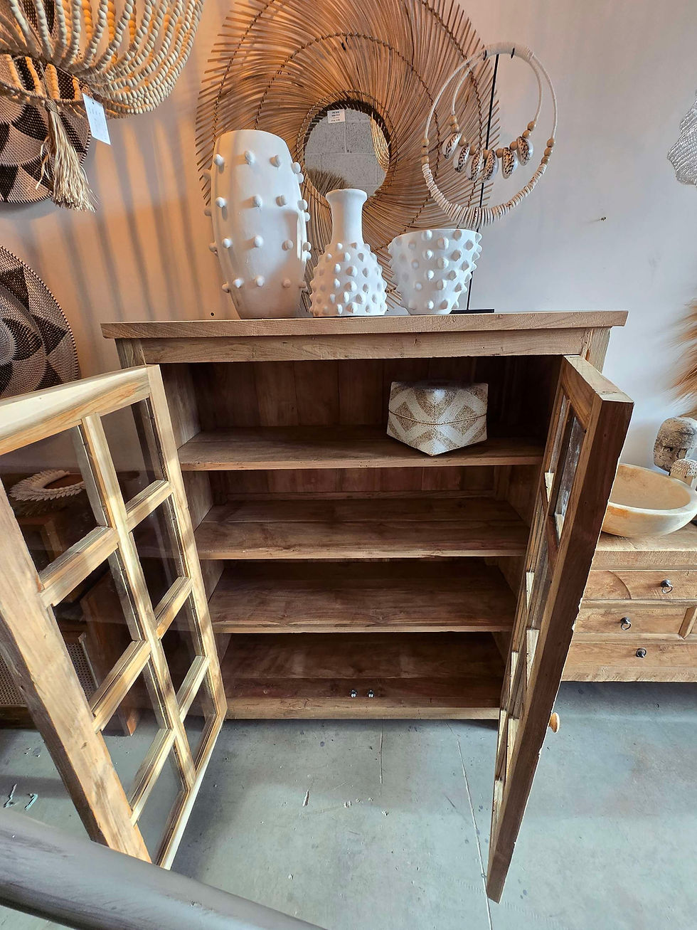 Thumbnail: Indi Rustic Reclaimed Teak Glass Cabinet 7th element living farmhouse style furniture Ireland interior Ireland Dublin Cork