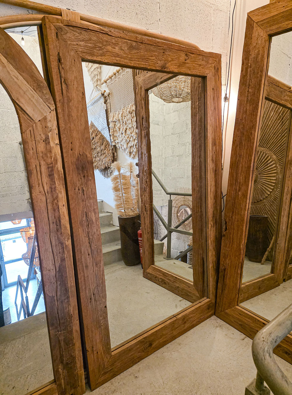 Thumbnail: Recycled teakwood Frame Large mirror Ireland 7th Element from Bali Dublin Cork Galway Boho natural interior