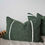 Thumbnail: Forest green  Boucle with narrow White Leather stripes cushion cover