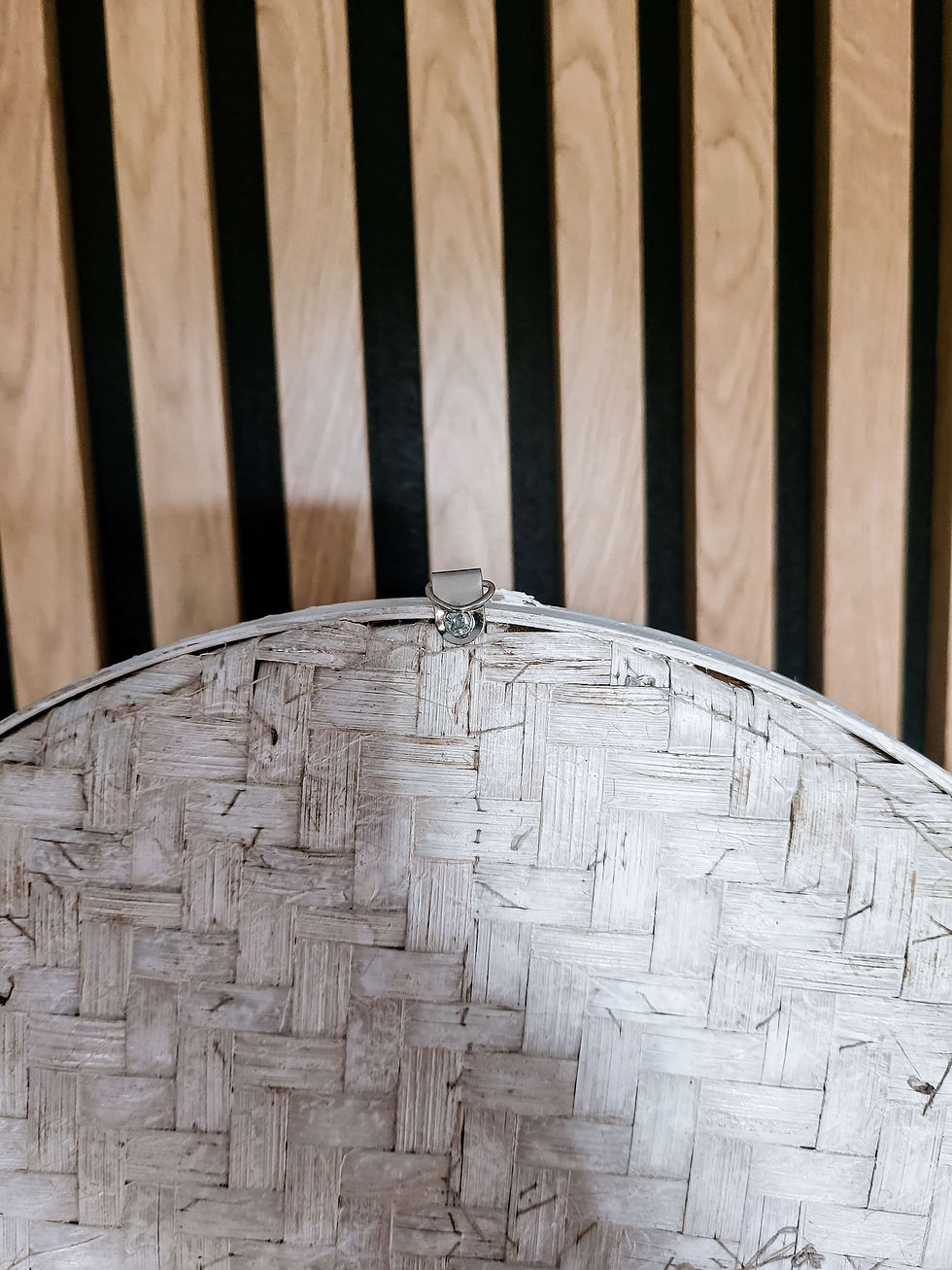 Thumbnail: Sand and Black stripes beaded bamboo tray 