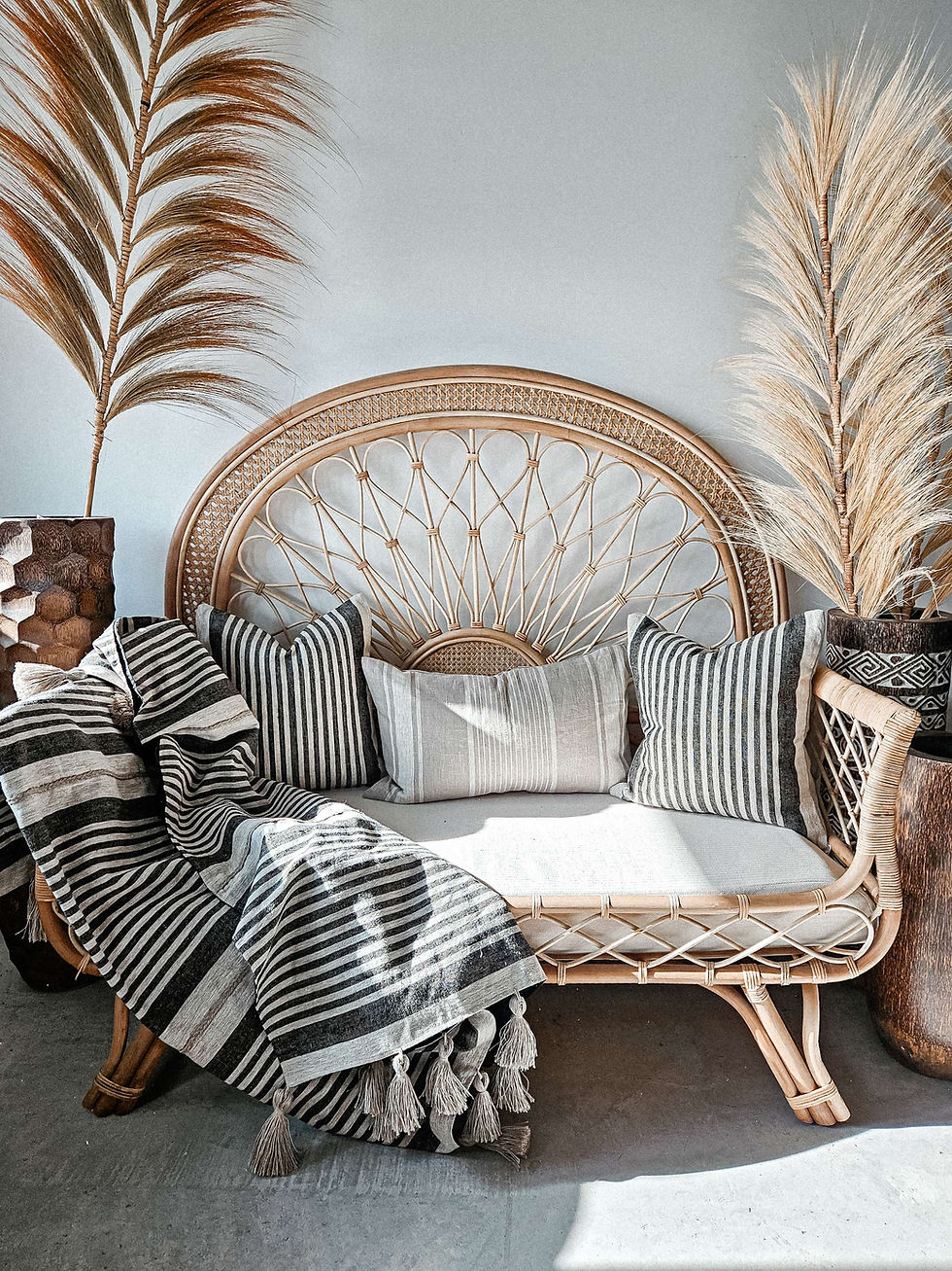 Thumbnail:  Black with Natural Linen stripe Décor Cushion
