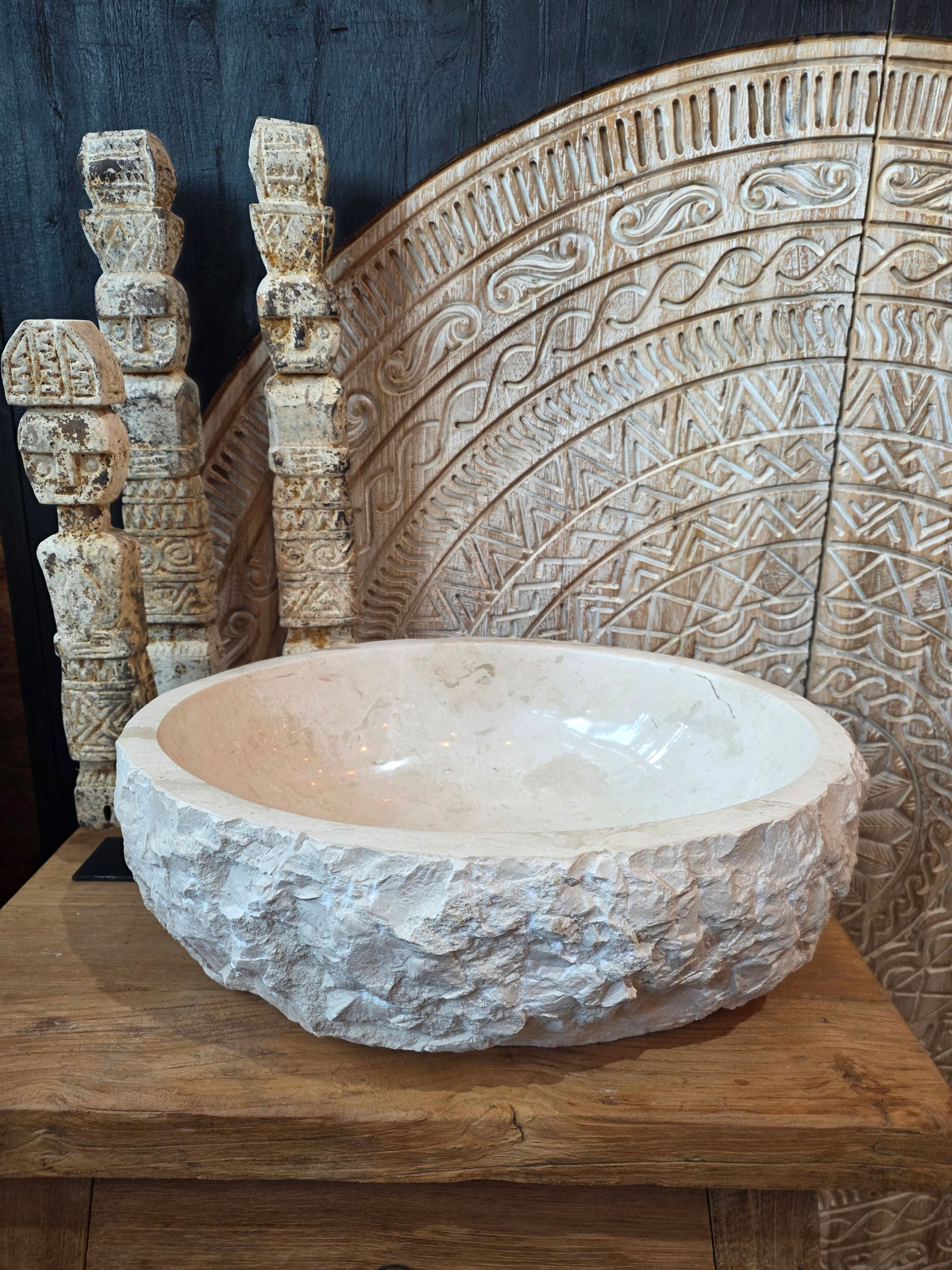 Marble stone sink marble washbasin SPA like bathroom interior Ireland 7th element Bali style