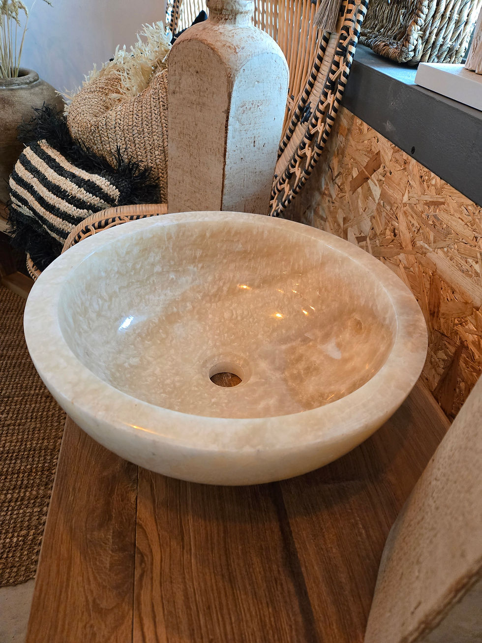 Thumbnail: Onyx Sink Round Polished Stone sinks Ireland Bathroom design 7th element Dublin Cork Galway Once off design