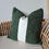 Thumbnail: Forest green  Boucle with White Leather stripe cushion cover