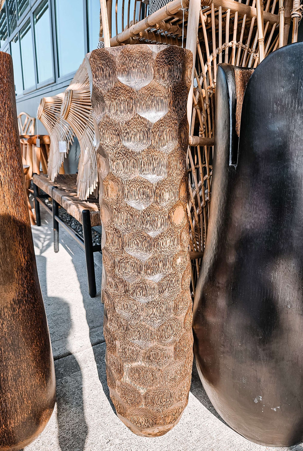 Thumbnail:  Coco Palm Natural brown Hexagonal carving vase