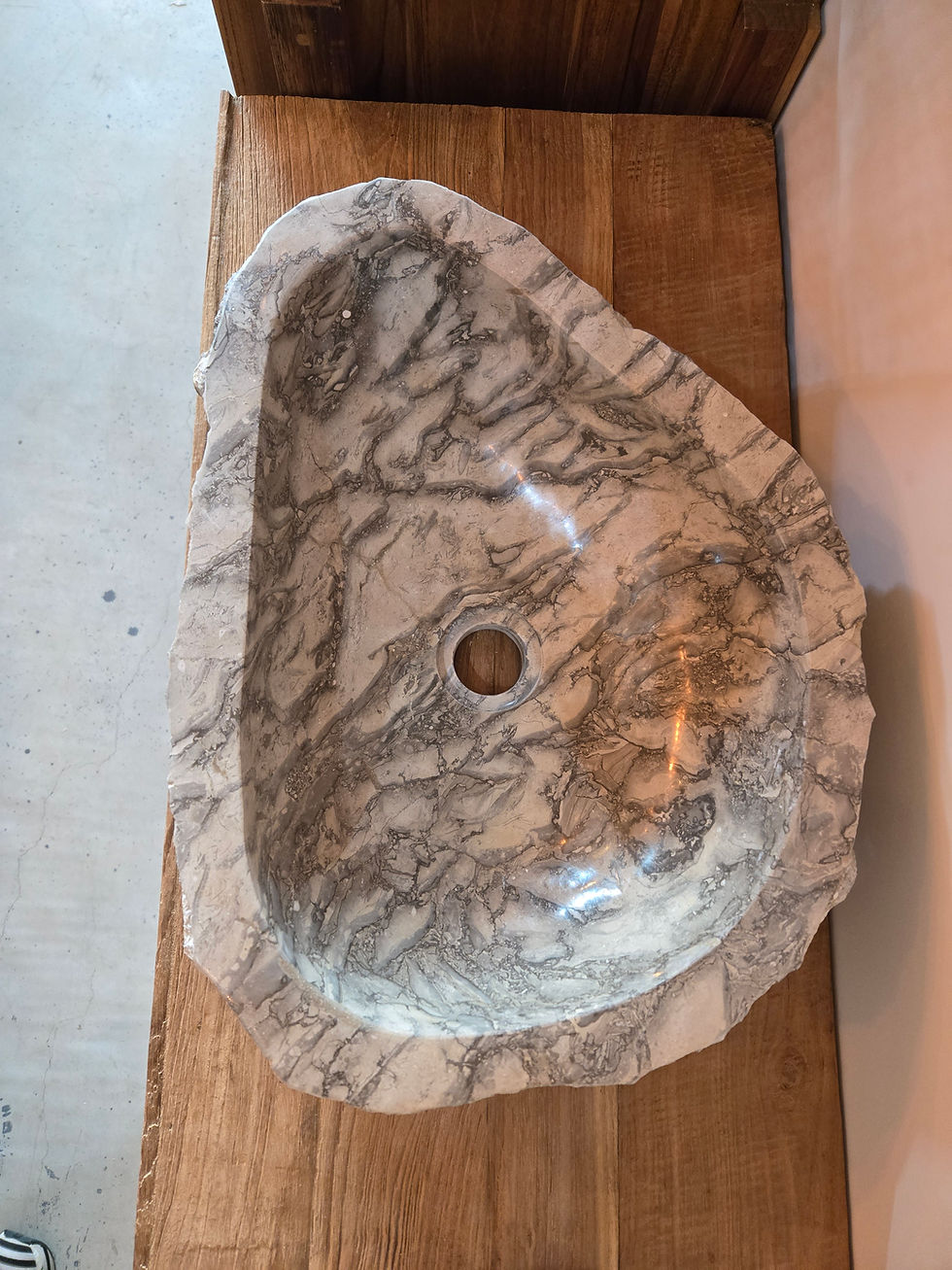 Thumbnail: Grey Marble Stone Polished Sink Bathroom Interior Irish design 7th Element table top sink Dublin Cork Galway