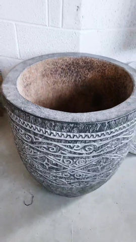Thumbnail: Black Carved Palm Pot /Vase