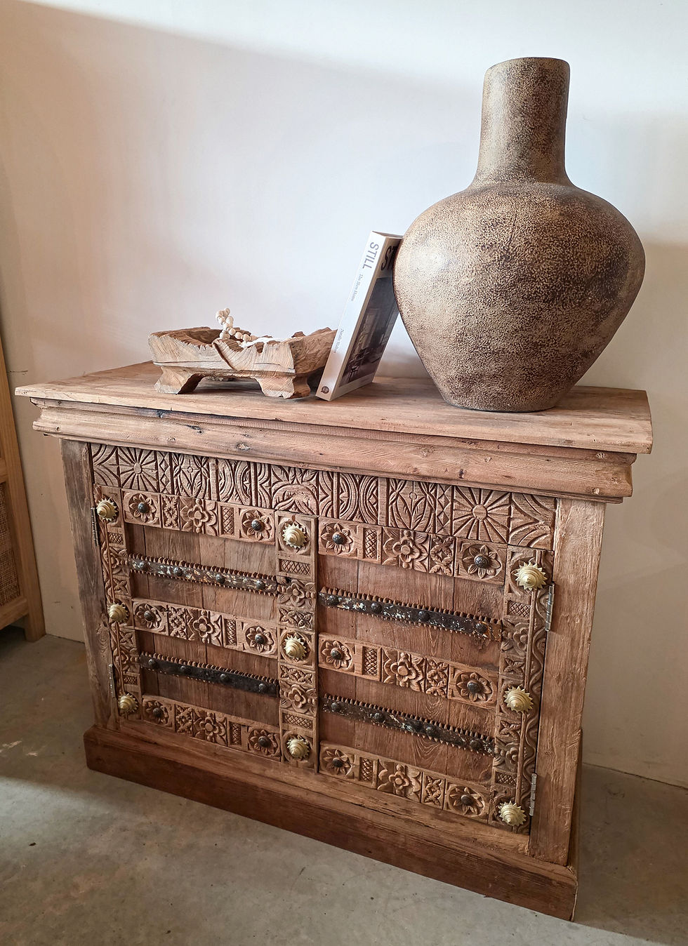 Thumbnail: The Sole Edition Carved Recycled Teak wood Balinese Art Cabinet Ireland 7th Element
