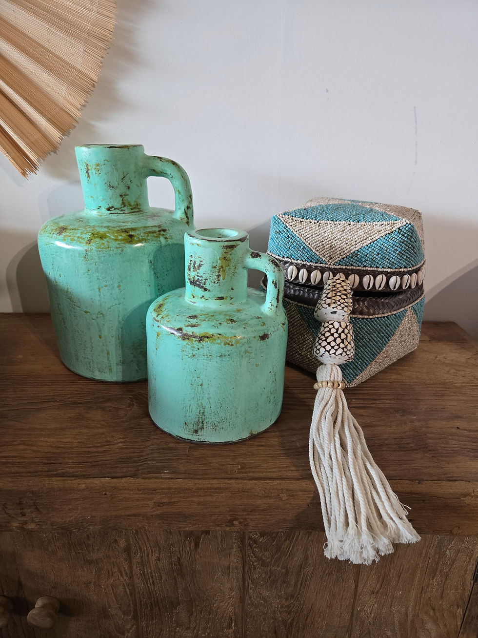 Thumbnail:  Vas Kan Distressed Turquoise Wabi Sabi collection