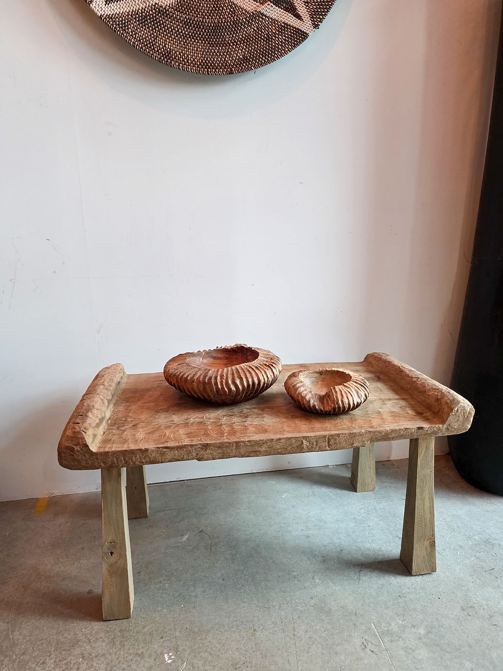 Thumbnail: Carved Timor Teak Bowl Decor Once off piece 7th Element Ireland