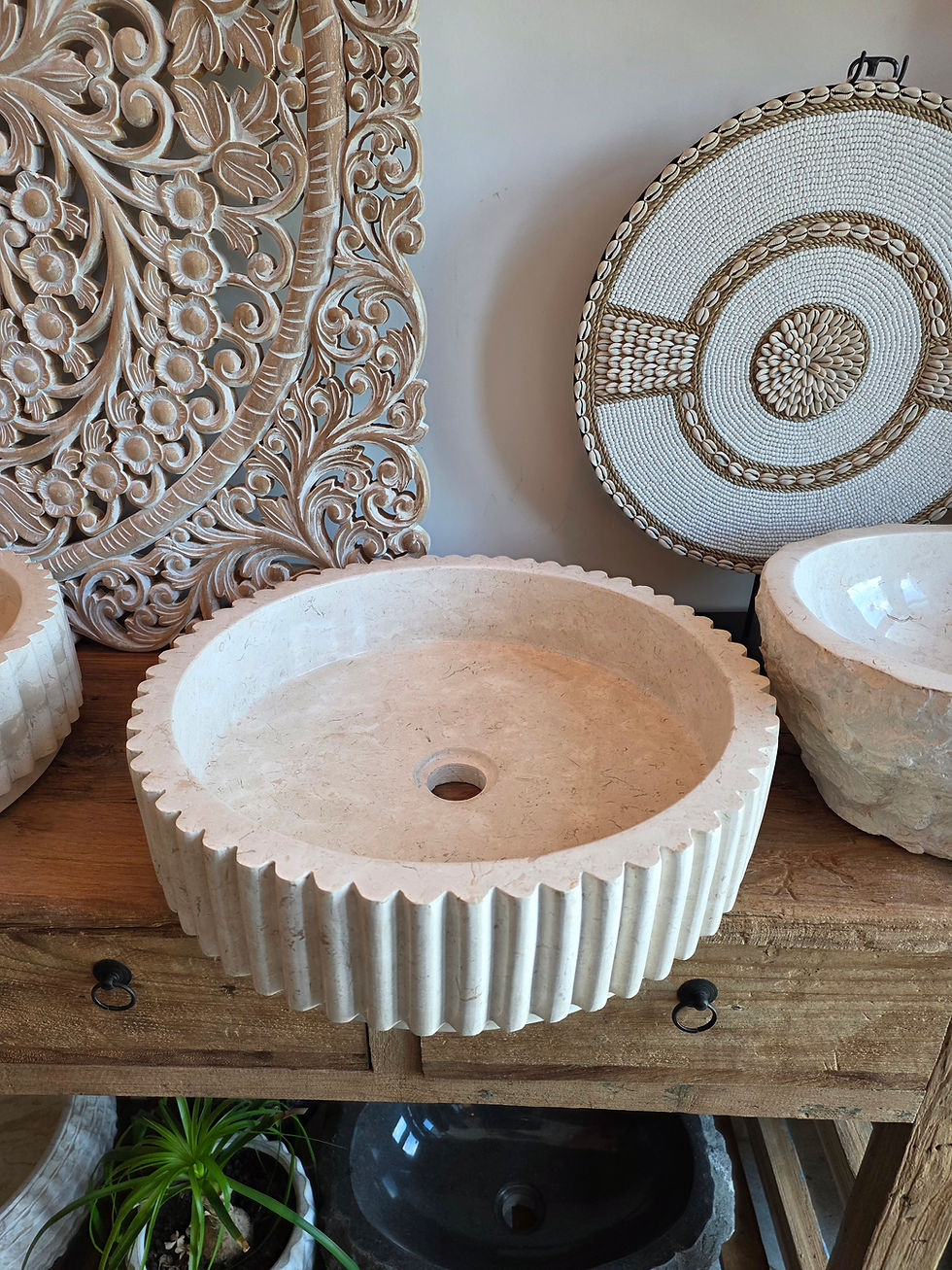 SĀNTA Ribbed Marble Sink SPA vibe Bathroom Ireland Marble stone sink