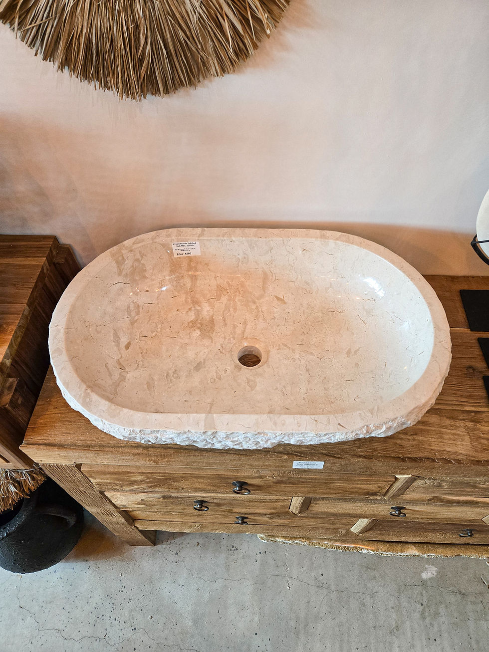 Thumbnail: SOLNA Hand-Carved Marble Sink LARGE