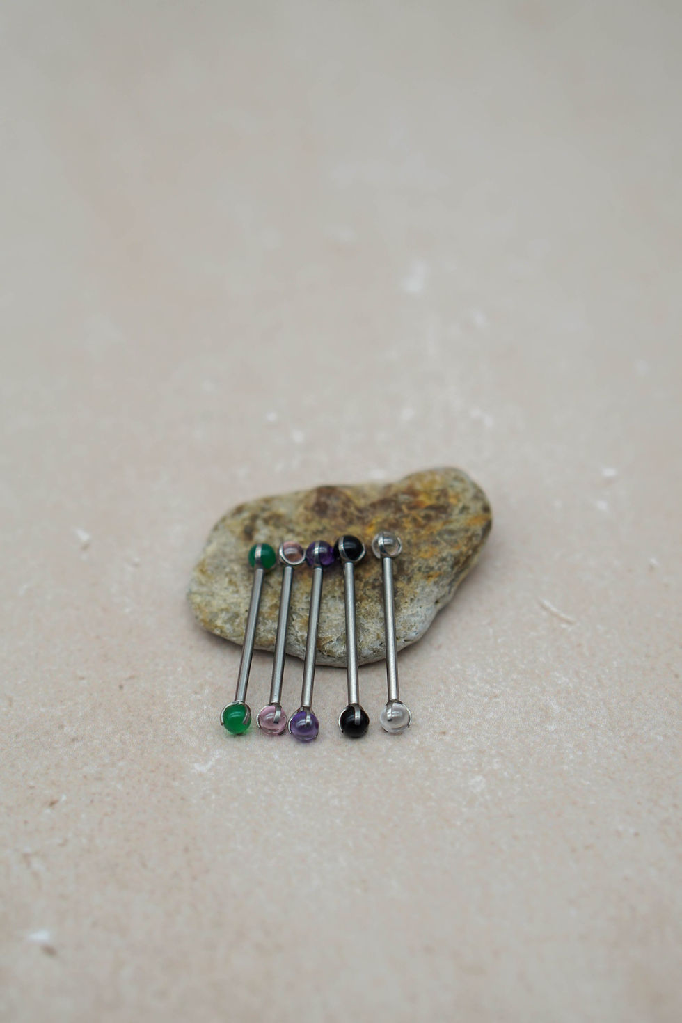 Miniatura: Barbell recto con ágatas 