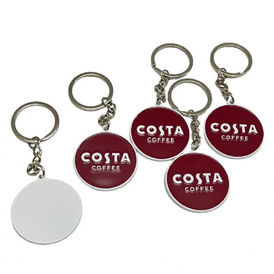Promotional metal keychain with engraved logo for marketing campaigns
