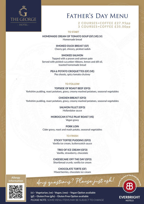Father’s Day special menu available at The George Hotel