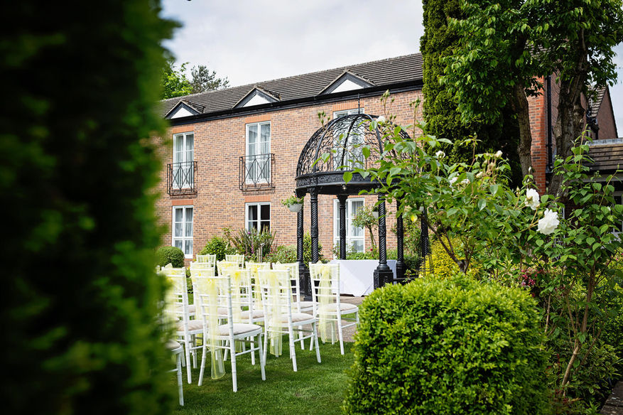 Wedding reception space in Rossett with outdoor garden areas