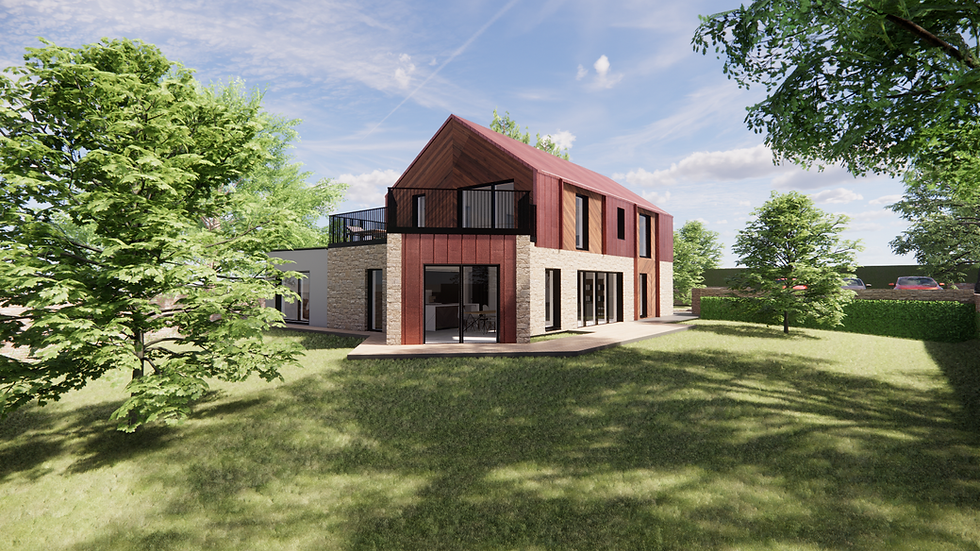 A CGI showing the design for a new home for the planning application.