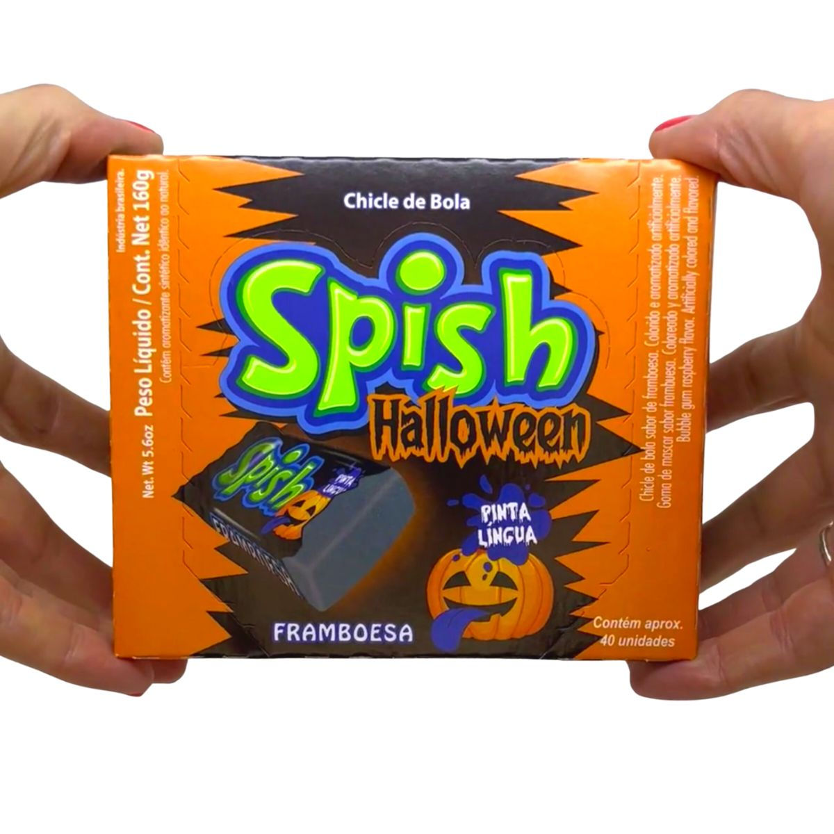 Kit 2x Chiclete Spish Halloween Framboesa Pinta Língua Sukest C/40