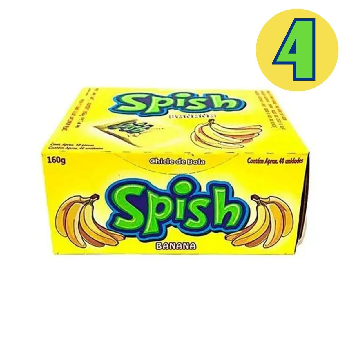 Kit 4x Chiclete Spish Banana Sukest C/40