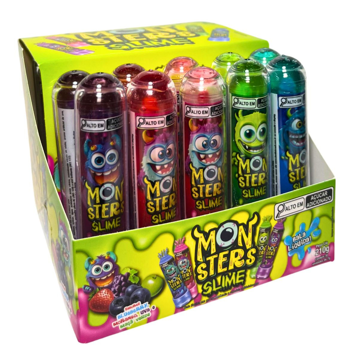 Kit 4x ToyCandy Bastão Bala Gel Monsters Slime Danilla C/30