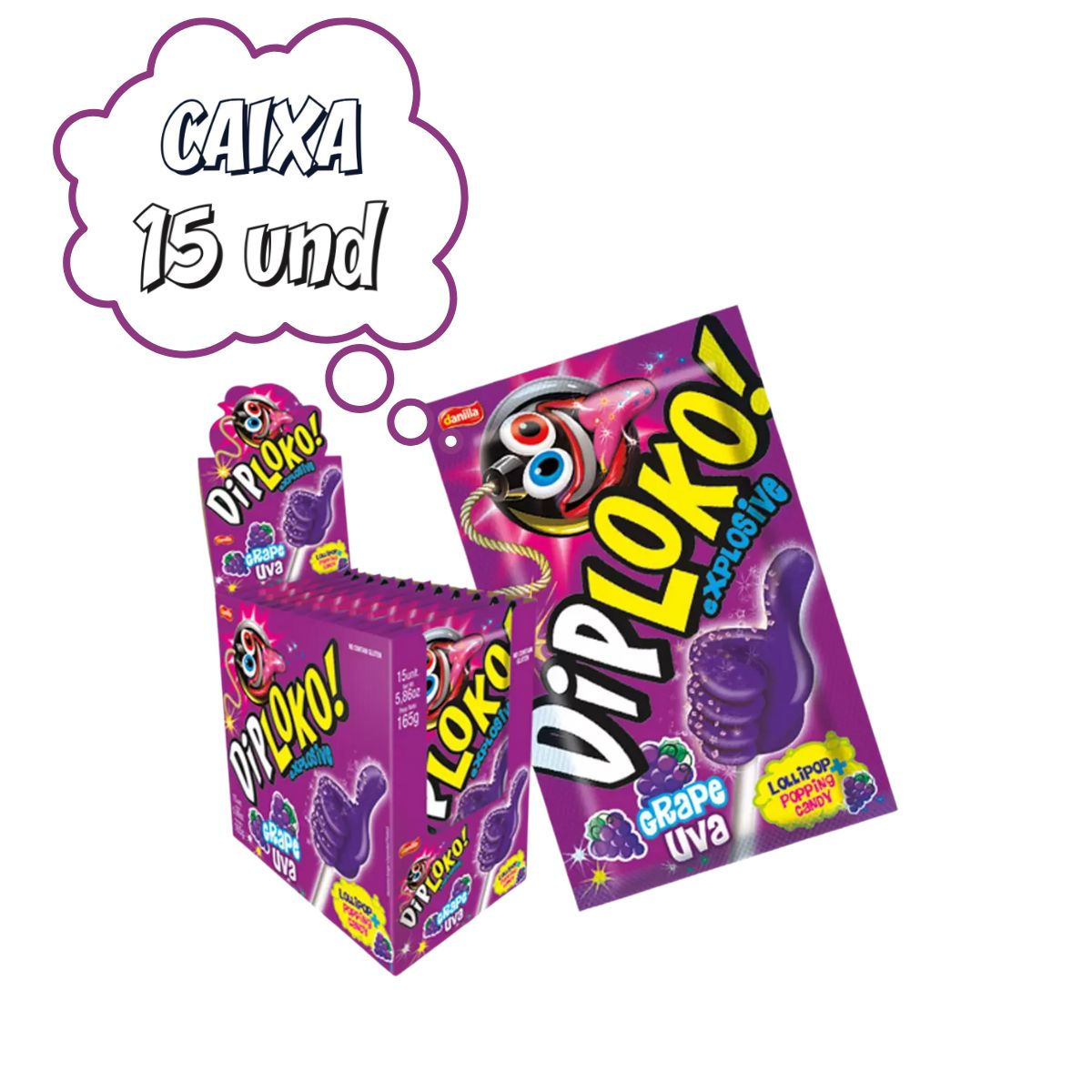 Pirulito Diploko Explosive Uva Danilla C/15