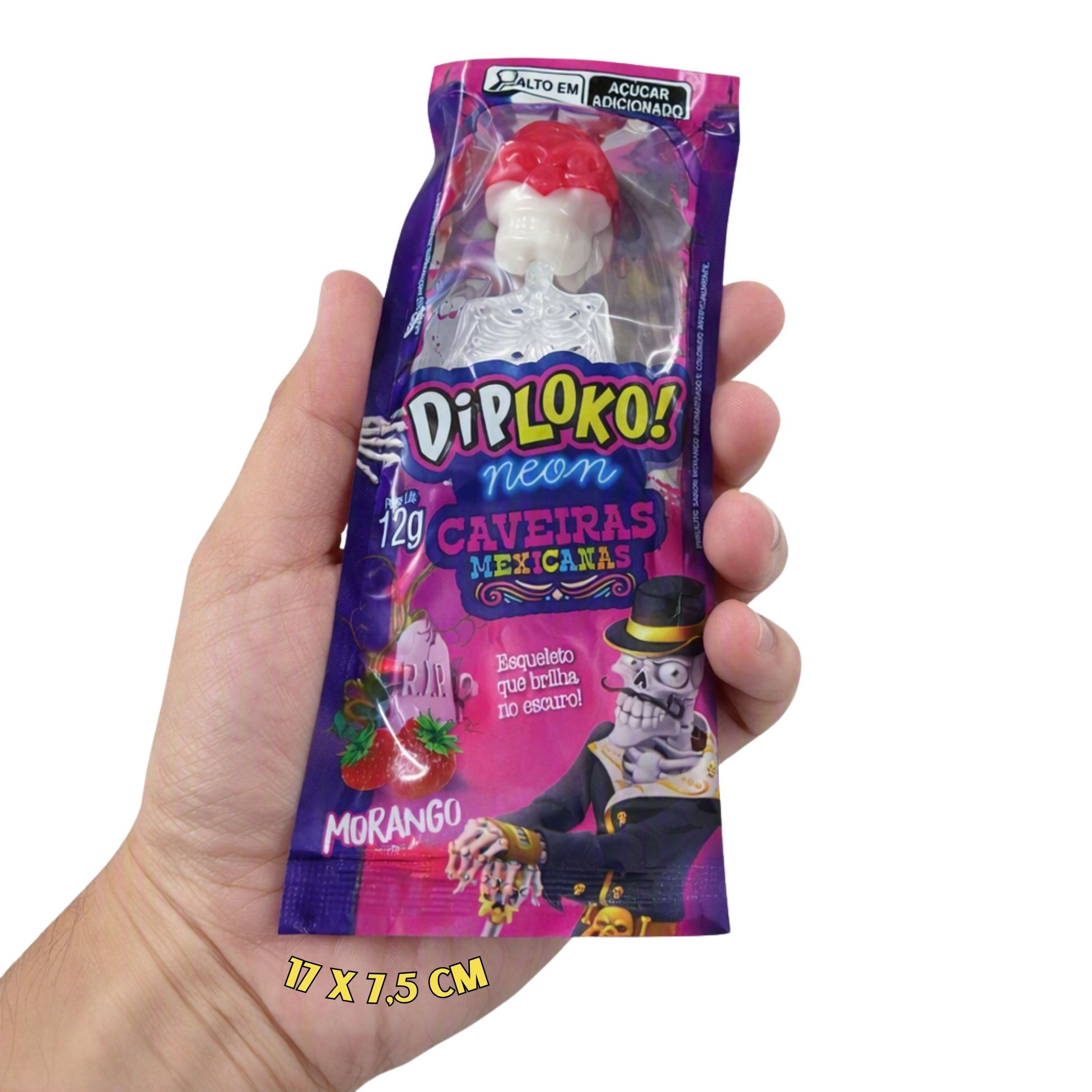Kit 2x Pirulito Diploko Esqueleto Neon Caveira Mexicana Danilla C/24