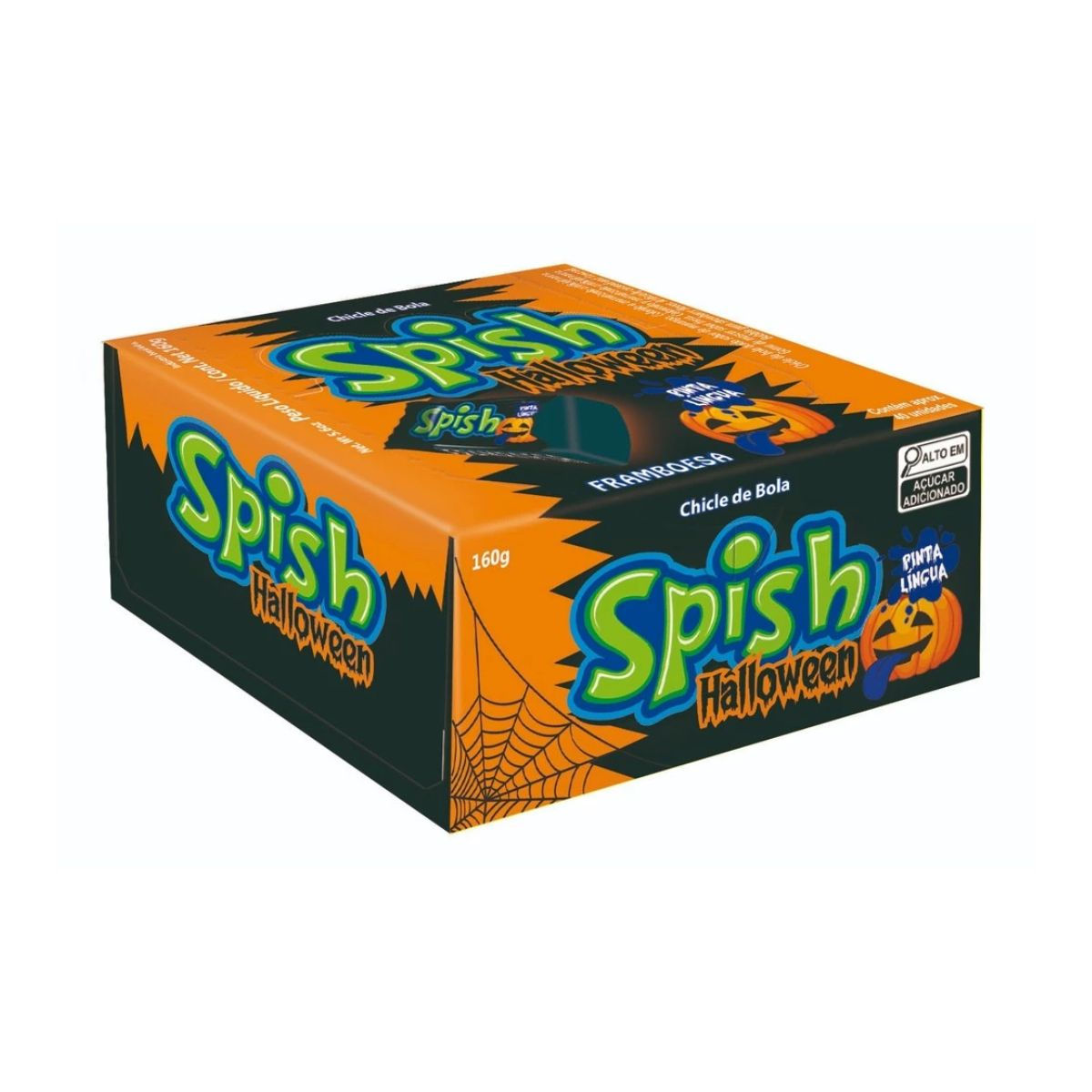 Kit 4x Chiclete Spish Halloween Framboesa Pinta Língua Sukest C/40