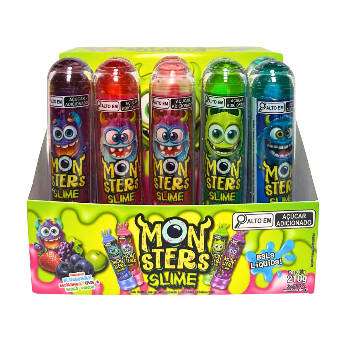 Kit 2x ToyCandy Bastão Bala Gel Monsters Slime Danilla C/30