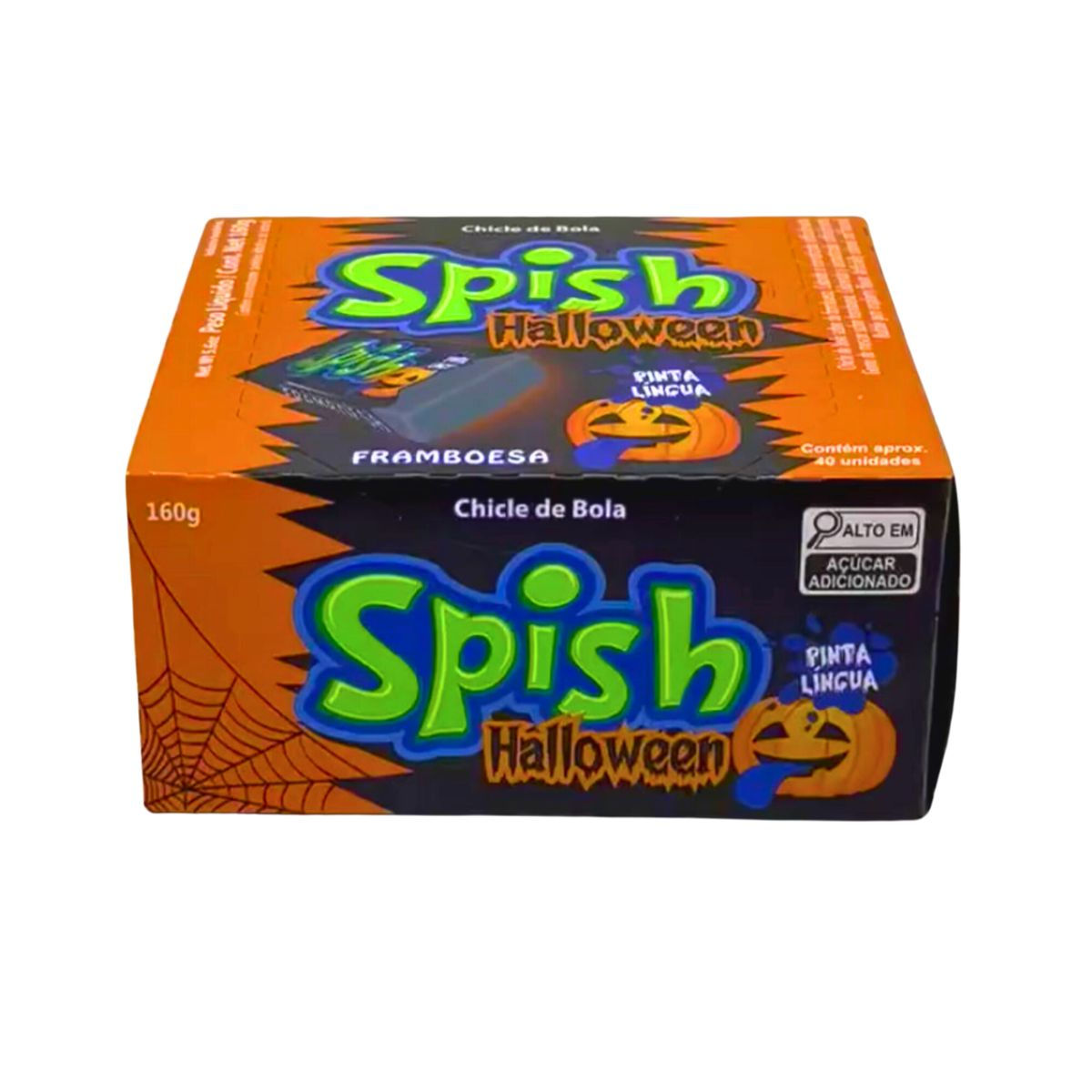 Kit 2x Chiclete Spish Halloween Framboesa Pinta Língua Sukest C/40